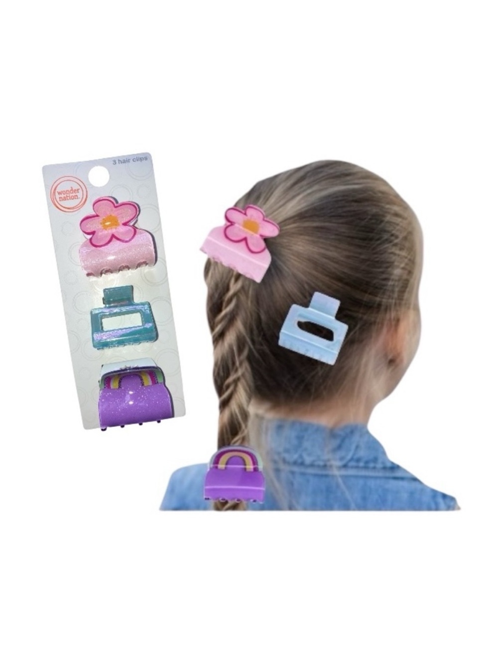 Wonder Nation Pink and Blue Hair Clips Accessories Set